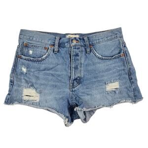 Madewell Relaxed Denim Shorts Homecrest Wash Ripped Edition SZ 27 Jean Shorts